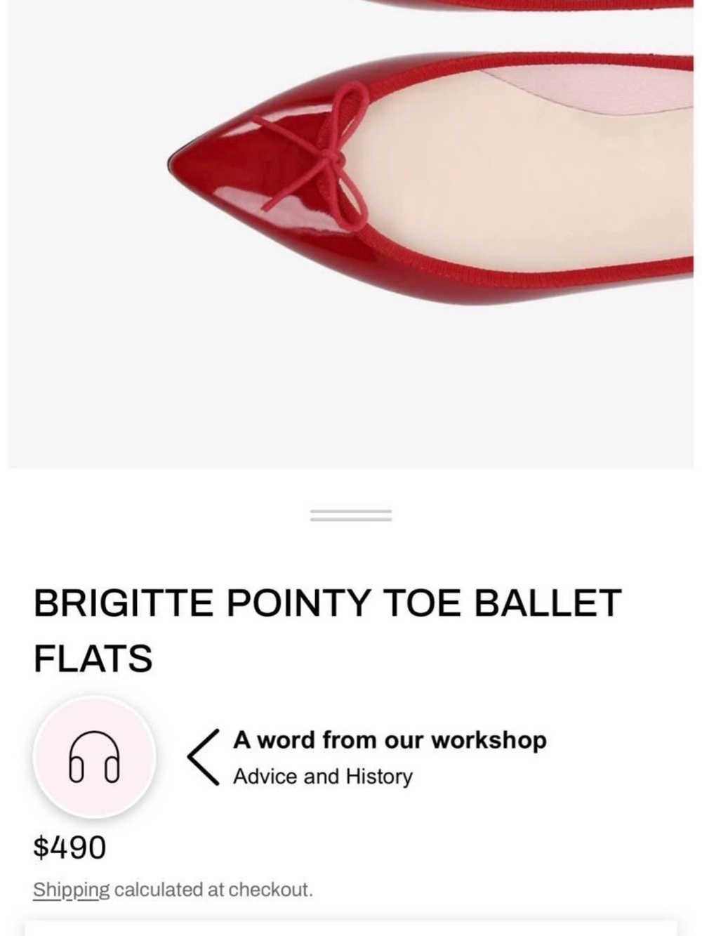 Repetto Red Pointed Ballet Flats with Bow Trim - Picture 5 of 5